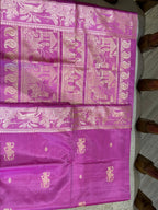 Gulaal: Light Fuchsia Baluchari with Gold Figurative Butti