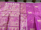 Gulaal: Light Fuchsia Baluchari with Gold Figurative Butti