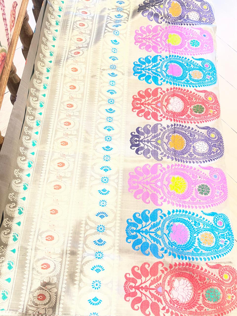 Rajata: Revival Baluchari in Silver Scrollwork Pallu
