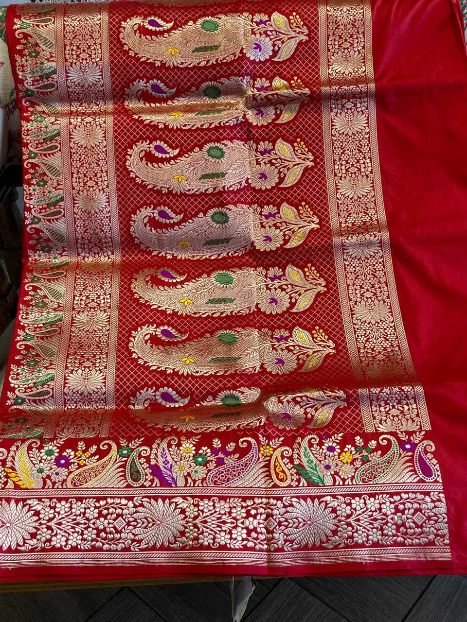 Amara: Regal Red Pure Katan Kadhua Benarasi