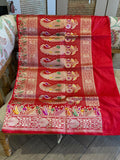 Amara: Regal Red Pure Katan Kadhua Benarasi