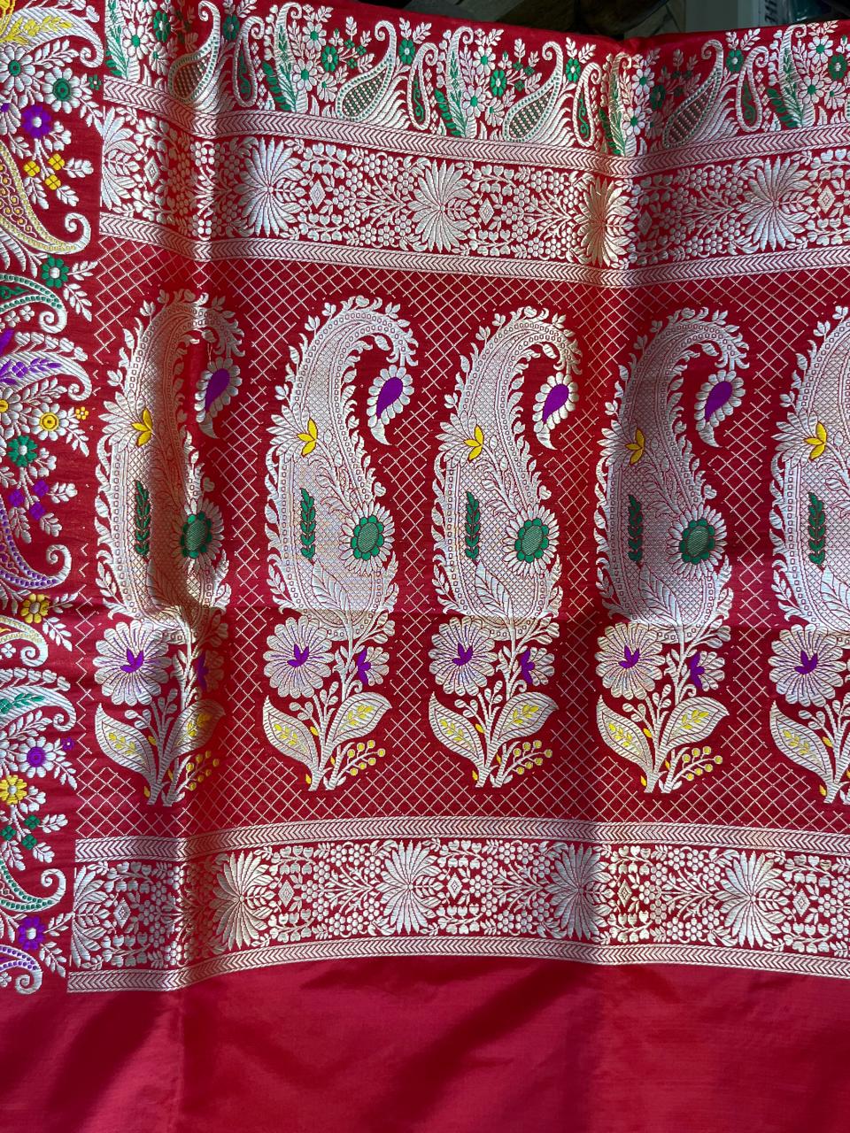 Amara: Regal Red Pure Katan Kadhua Benarasi