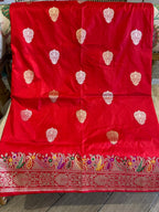 Amara: Regal Red Pure Katan Kadhua Benarasi