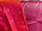 Sengal: Burnt Orange Pure Silk Kanjeevaram