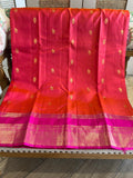 Sengal: Burnt Orange Pure Silk Kanjeevaram