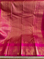 Sengal: Burnt Orange Pure Silk Kanjeevaram