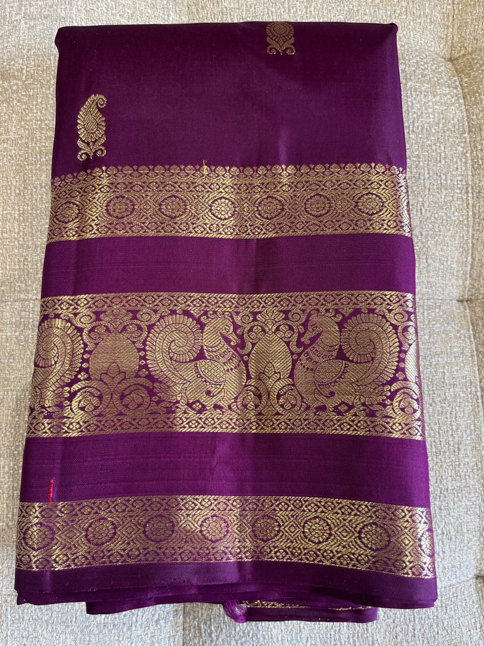 Oodha: Reta Pett Border, Deep Purple Kanjeevaram