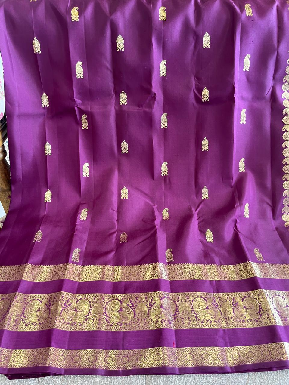 Oodha: Reta Pett Border, Deep Purple Kanjeevaram