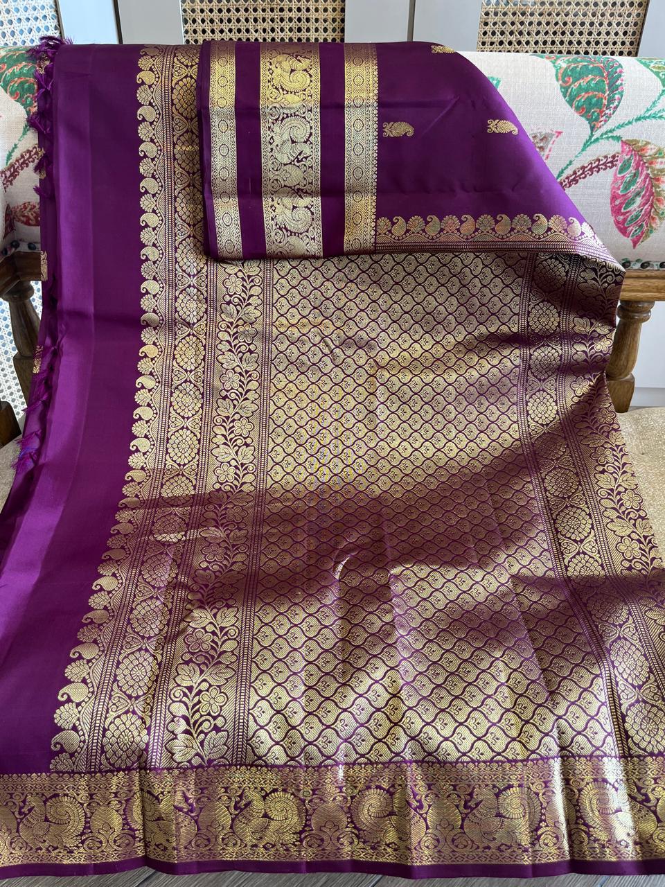 Oodha: Reta Pett Border, Deep Purple Kanjeevaram