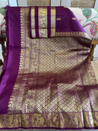 Oodha: Reta Pett Border, Deep Purple Kanjeevaram