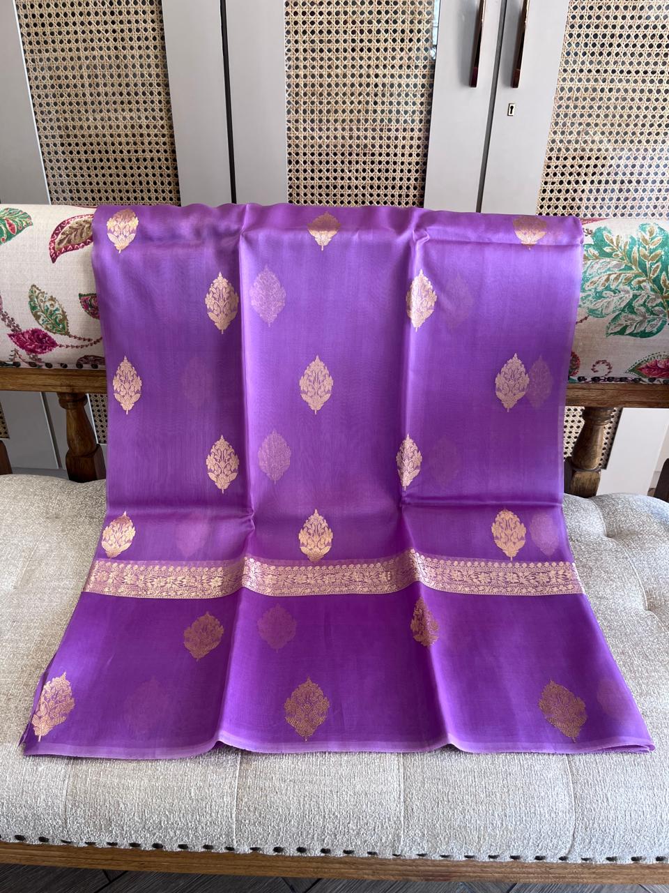Kasni: Lilac Organza Banarasi